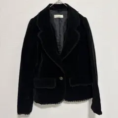 axes femme テーラードジャケット ベロア調 ブラック M レース
