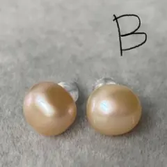 B天然バロック真珠ピアス　pearl 艶　小豆サイズ　s925 コーラルカラー