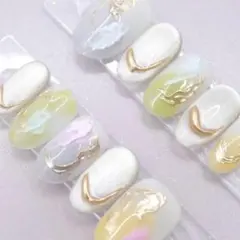 44 ネイルチップSサイズ 韓国 ニュアンス 個性派 マグネット ちゅるん
