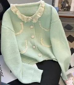 ミントグリーン 長袖カーディガン