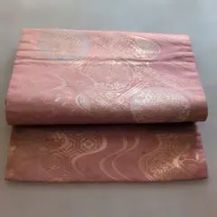 名古屋帯 ピンク 金糸 華文 流水文様