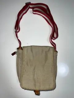BALLY PALMAS ミニショルダー 赤白ストラップ キャンバス×レザー