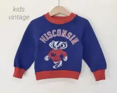 USA製 70s WISCONSIN カレッジ スウェット フロッキープリント