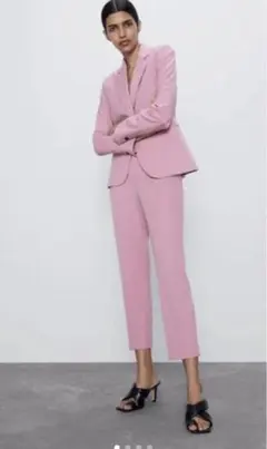ZARA カラーパンツ　ピンクスキニーパンツ　34
