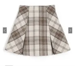 インパン裏地付きチェック柄プリーツスカート　アイボリー　grl