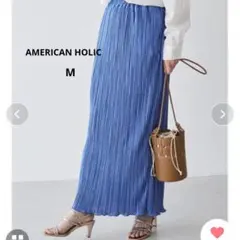 【アメリカンホリック 】　プリーツタイト　ロングスカート M ブルー