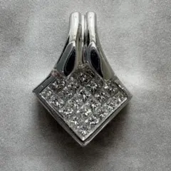 K 14金ホワイトゴールド 天然ダイヤモンド 0,12ct ペンダント トップ 