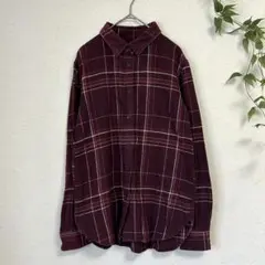 ユニクロ フランネルチェックシャツ M ボルドー ワインレッド 綿100%
