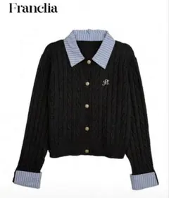 Francila ブラックニットカーディガン 2way