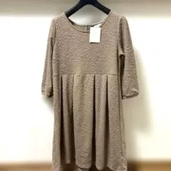 【新品未使用】Hus Hus H ベージュ 五分袖チュニック サイズ3