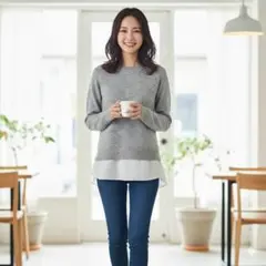 ●美品♡レイヤード風ニット Lサイズ 着回し抜群 大人可愛い オフィスにも◎