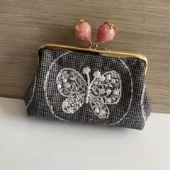 ミナペルホネン 親子がま口お財布 スキップskipグリーン ハンドメイド