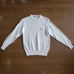 NEWYORKER ホワイト 長袖ニットセーター 綿100%