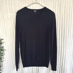 UNIQLO エクストラファインメリノVネックセーター　ネイビー 長袖