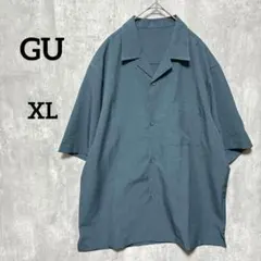 GU 半袖シャツ　XL オーバーサイズ　メンズ　カジュアル　ブルーグリーン