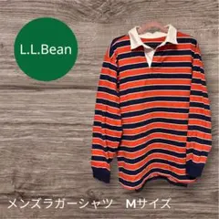 【美品】L.L.Bean エルエルビーン ラガーシャツ M ボーダー オレンジ