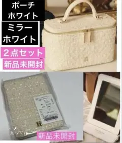 Herlipto ノベルティ　ミラー　バニティ　ポーチ　ホワイトのサムネイル