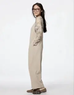 カットソーサロペットパンツ S 31 BEIGE ベージュ GU 新品 タグ付き