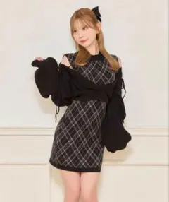 apres jour ワンピース レイヤード風ニットミニワンピース