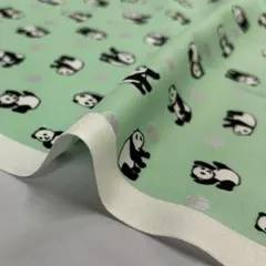 綿生地【108×50】ミントグリーン パンダ