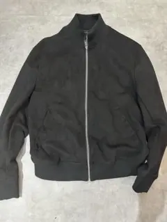 【8/8まで出品】ZARA スエード調 ジップアップ ブルゾン ブラック Lのサムネイル