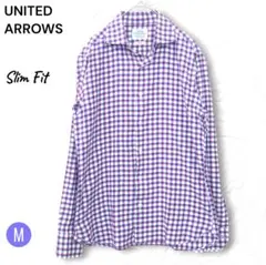 UNITED ARROWS スリムフィット チェック柄 長袖シャツ M 薄手のサムネイル