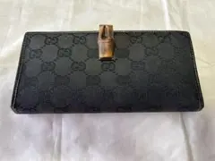 GUCCI バンブー 長財布 がま口 黒レザー ゴールド金具 - メルカリ