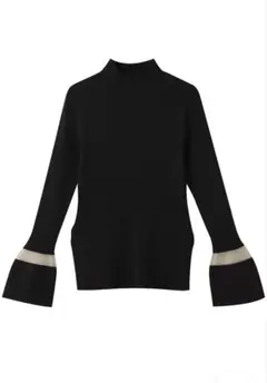 値下げ中　LANVIN en Bleu シアーポイントカフスリブニット　黒　新品のサムネイル