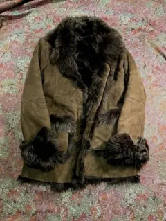 J&R ブラウン ムートンコート 裏地フォックスファー