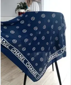 CHANEL ネイビー ドット柄 スカーフ