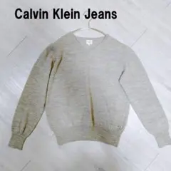 Ck カルバンクラインジーンズ Vネック ウールニット ナチュラルグレー Mのサムネイル