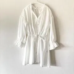 w closet フリルネックドロストブラウス ホワイトのサムネイル
