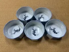 和食器 八角小鉢 5個セット 梅柄 染付 青白 和モダン 레트로 SR016