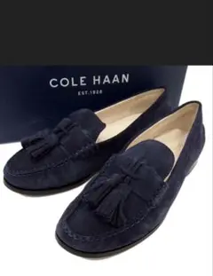 COLE HAAN エモンズ タッセル ローファー スウェード ブルー24㌢