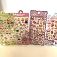 4枚セット ぷっくり アニマル(犬、ハムスター、ネコ、うさぎ)シール