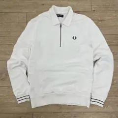 Fred Perry ホワイト ハーフ　ジップアップ トレーナー　S