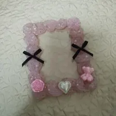 ホイップデコ トレカケース 硬質ケース B8 リボン くま　ピンク