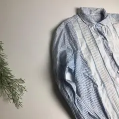 ★MDYD5000 おとなかわいい ストライプ◎ 長袖 プリーツシャツ