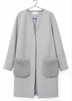 24h限定SALE【美品】index ノーカラーコート グレー ファーポケット