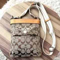 希少✨良品✨COACH コーチ ショルダーバッグ シグネチャー レザー ブラウン