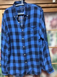 POLO 青黒チェック 長袖シャツ