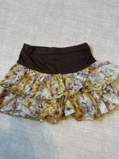 ANNA SUI mini 花柄フリルかキュロット　ブラウン