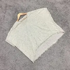 ✨GU✨ジーユー♡フリンジ裾Vネックフレンチスリーブ♡グレー♡秋冬向け(XL)