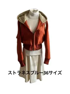 ストラネスブルー　オレンジ フード付き クロップドジャケットＭサイズ