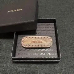 箱付き プラダ 1IF090 ロゴ バレッタ ラインストーン ベージュ RFID 