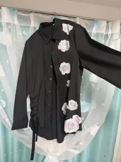 美品 長袖 シャツ 花柄 バラ 金ボタン ジャケット - メルカリ