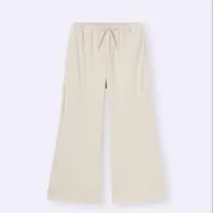 GU GIRLSリブプルオンワイドフレアパンツ