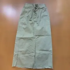 GU レースアップ ロングタイトスカート カーキ