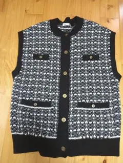 ikka チェック柄 ニットベスト Lサイズ