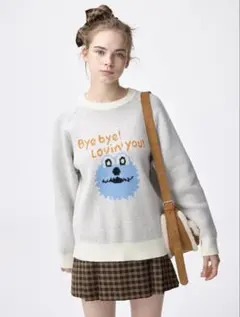 パペットスンスンオーバーサイズニットプルオーバー 長袖 ニットセーター Mサイズ